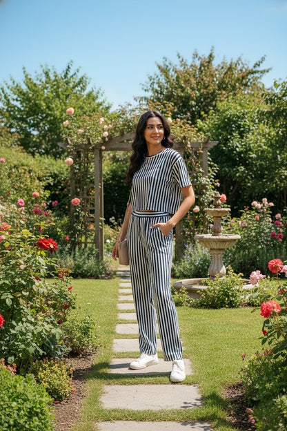 Black & White Striped Two-Piece Set