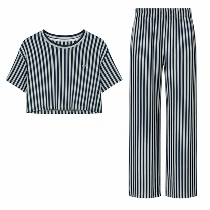 Black & White Striped Two-Piece Set