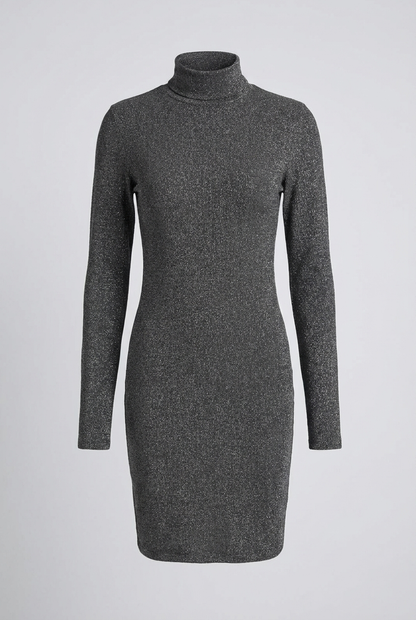 Shimmer Knit Turtleneck Bodycon Dress